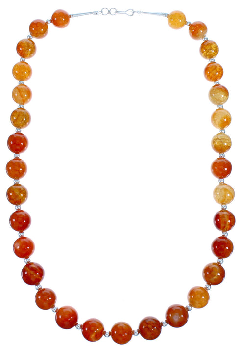 Authentic Sterling Silver Fire Agate Southwest Bead Necklace RX115246